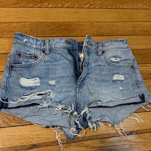 Divided Light Blue Distressed Denim Cutoff Shorts